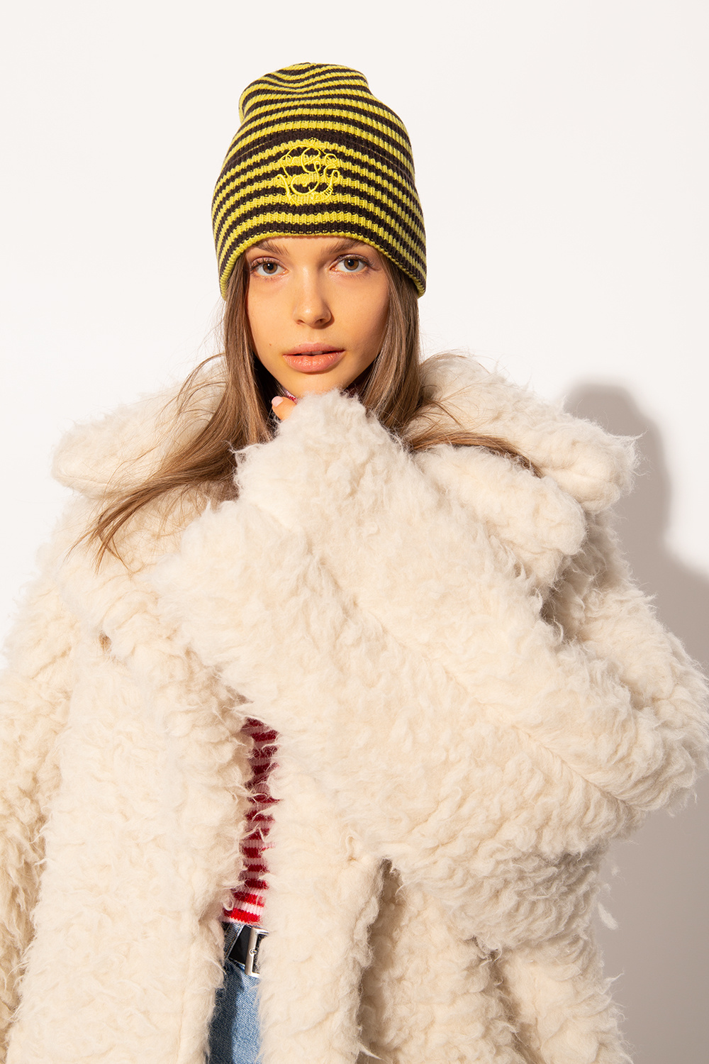 ganni❤︎beanie Oversized Wool Rib Knit Beanie | GANNI US